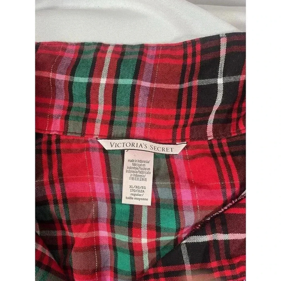 Victorias Secret Red Black Plaid 2 Piece Pajama Set Size XL - Picture 2 of 8